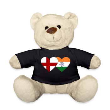 England India Flag Heart - Teddy Bear - black - Front