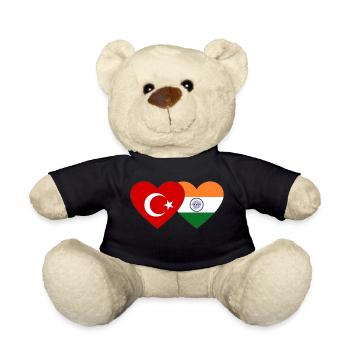 Türkei Indien Flagge Herz - Teddy - Schwarz - Vorne