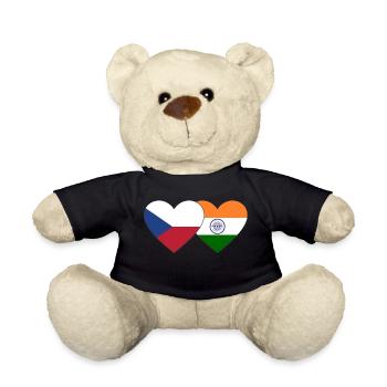 Czech Republic India Flag Heart - Teddy Bear - black - Front