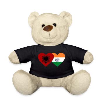 Albanien Indien Flagge Herz - Teddy - Schwarz - Vorne