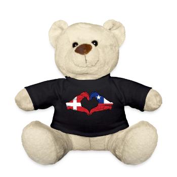 Denmark Chile Flag Hands Heart Shape Used - Teddy Bear - black - Front
