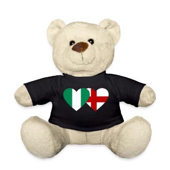 Nigeria Angleterre Drapeau Coeur - Nounours - noir - Devant