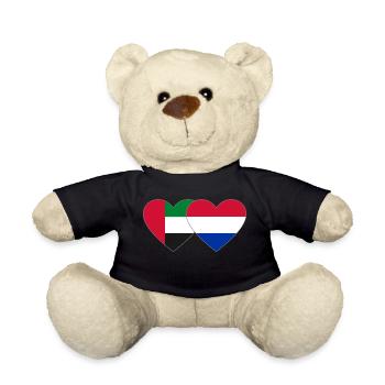 United Arab Emirates Holland Flag Heart - Teddy Bear - black - Front