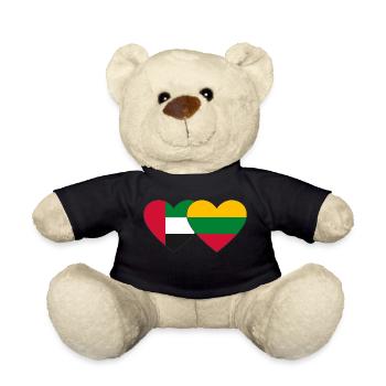 United Arab Emirates Lithuania Flag Heart - Teddy Bear - black - Front