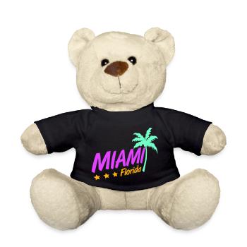 Miami États-Unis Palm Trees Beach Sun America Floride Logo - Nounours - noir - Devant