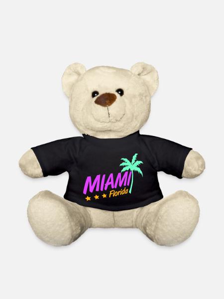 Miami États-Unis Palm Trees Beach Sun America Floride Logo - Nounours - noir