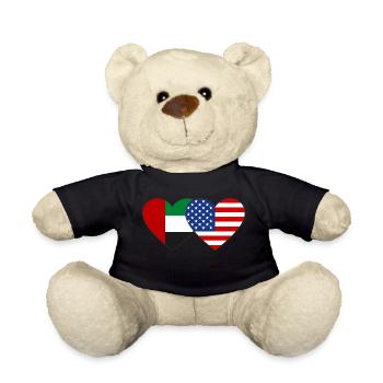 United Arab Emirates USA Flag Heart - Teddy Bear - black - Front