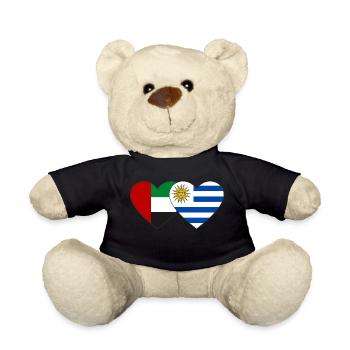 United Arab Emirates Uruguay Flag Heart - Teddy Bear - black - Front