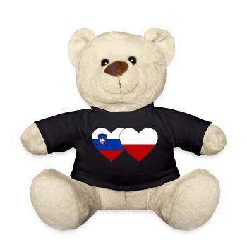 Slowenien Polen Flagge Herz - Teddy - Schwarz - Vorne