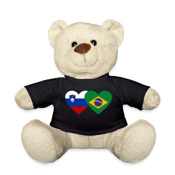 Slowenien Brasilien Flagge Herz - Teddy - Schwarz - Vorne