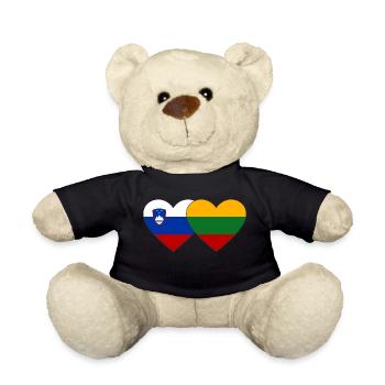 Slovénie Lituanie Drapeau Coeur - Nounours - noir - Devant