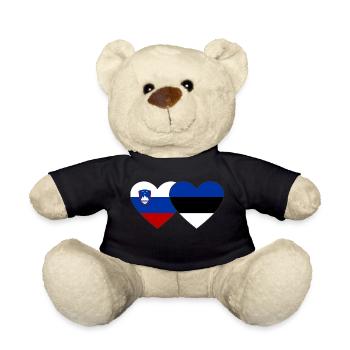 Slovénie Estonie Drapeau Coeur - Nounours - noir - Devant