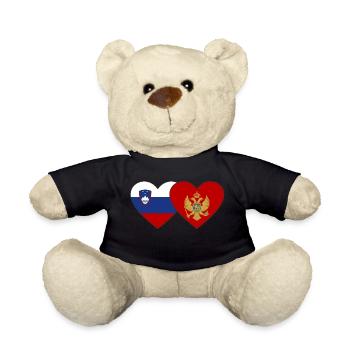 Slovenia Montenegro Flag Heart - Teddy Bear - black - Front