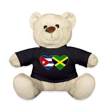 Cuba, Jamaïque, Drapeau, Coeur - Nounours - noir - Devant
