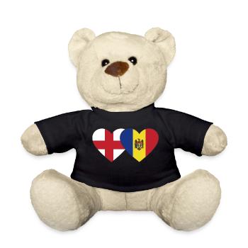 England Moldova Flag Heart - Teddy Bear - black - Front