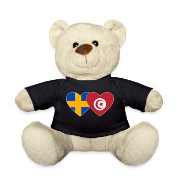 Suède Tunisie Drapeau Coeur - Nounours - noir - Devant