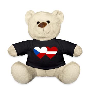 Tschechien Lettland Flagge Herz - Teddy - Schwarz - Vorne