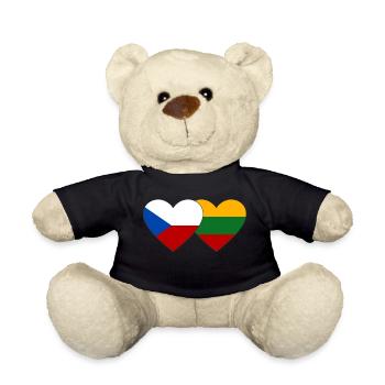 Tschechien Litauen Flagge Herz - Teddy - Schwarz - Vorne