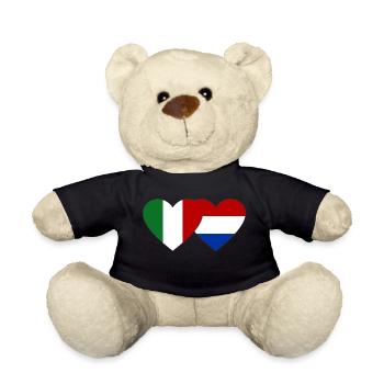 Italy Holland Flag Heart - Teddy Bear - black - Front