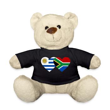 Uruguay South Africa Flag Heart - Teddy Bear - black - Front