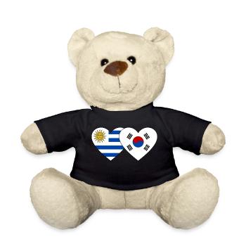 Uruguay Südkorea Flagge Herz - Teddy - Schwarz - Vorne