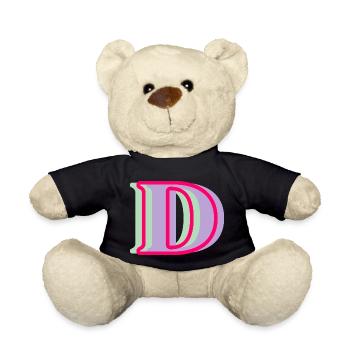 Mehrfarbiger Buchstabe d – originelle Geschenkidee - Teddy - Schwarz - Vorne