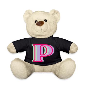 Mehrfarbiger Buchstabe p - Teddy - Schwarz - Vorne