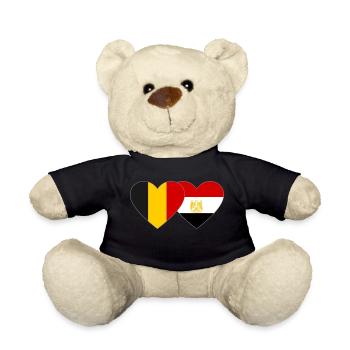 Belgium Egypt Flag Hands Heart Shape - Teddy Bear - black - Front