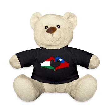 Hungary Taiwan Flag Hands Heart Shape - Teddy Bear - black - Front