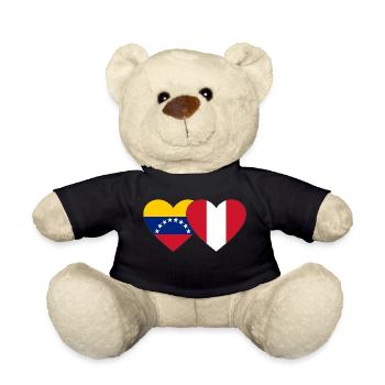 Venezuela Peru Flag Hands Heart Shape - Teddy Bear - black - Front