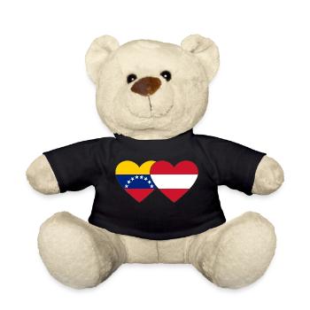 Venezuela Austria Flag Hands Heart Shape - Teddy Bear - black - Front
