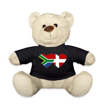 Afrique du Sud Danemark drapeau coeur forme - Nounours - noir - Devant