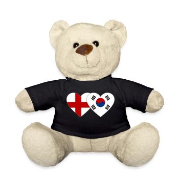 England Südkorea Flagge Herz - Teddy - Schwarz - Vorne