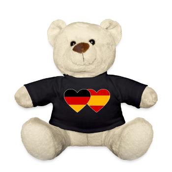 Germany Spain Flag Hands Heart Shape - Teddy Bear - black - Front
