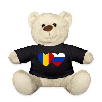 Roumanie Russie Drapeau Coeur - Nounours - noir - Devant