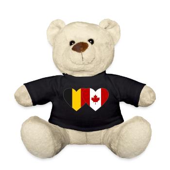 Belgique Canada Drapeau Coeur - Nounours - noir - Devant
