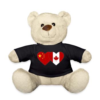 Drapeau de la Chine et du Canada Coeur - Nounours - noir - Devant