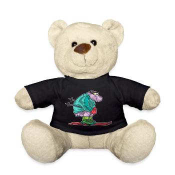 Hippopotame skieur ski sports d’hiver - Nounours - noir - Devant