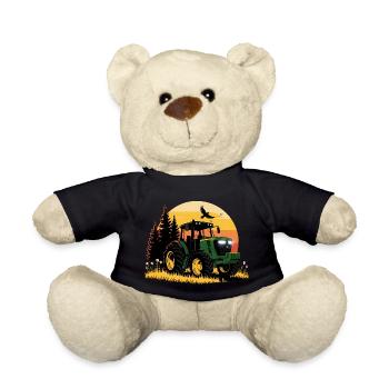 Tractor - Tug - Farmer - Teddy Bear - black - Front