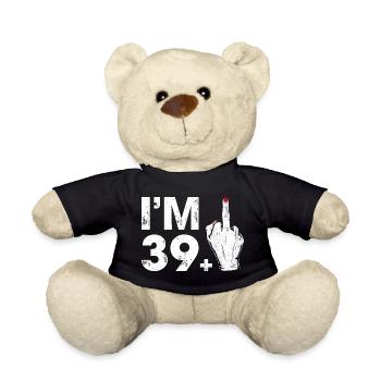 Bold Middle Finger and Number 39 Graphic - Teddy Bear - black - Front