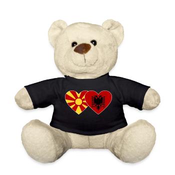 Mazedonien Albanien Flagge Herz - Teddy - Schwarz - Vorne