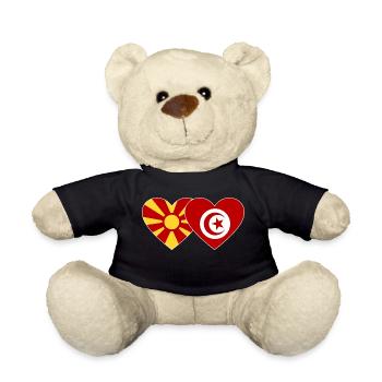 Macédoine Tunisie Drapeau Coeur - Nounours - noir - Devant
