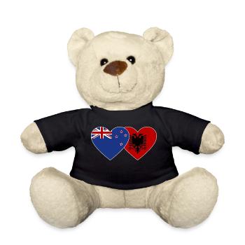 Nouvelle-Zélande Albanie Drapeau Coeur Utilisé - Nounours - noir - Devant