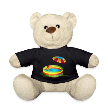 Buntes Planschbecken mit Sonnenschirm und Ball - Teddy - Schwarz - Vorne