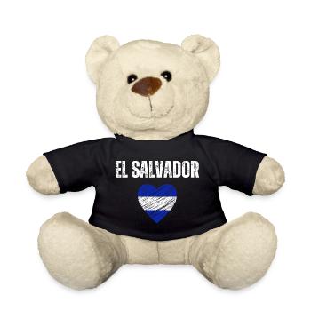 J’adore le Salvador, le drapeau salvadorien - Nounours - noir - Devant