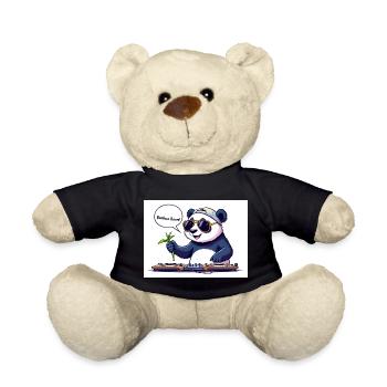 DJ Panda mit Brille und Bambusstab - Teddy - Schwarz - Vorne