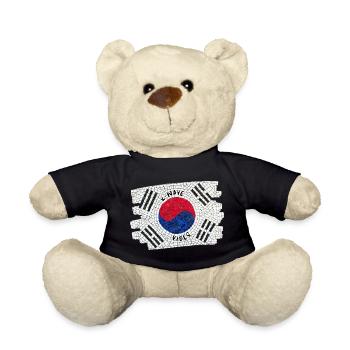 K-Wave Vibes Korea Flag Mosaic Design - Teddy Bear - black - Front