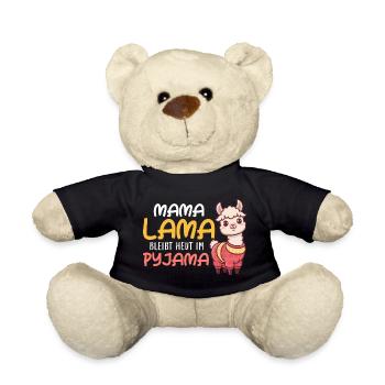 MAMA LAMA RESTE EN PYJAMA AUJOURD’HUI Drôle - Nounours - noir - Devant