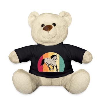 Pferd Motiv Pferdemotiv Retro Vintage Look - Teddy - Schwarz - Vorne