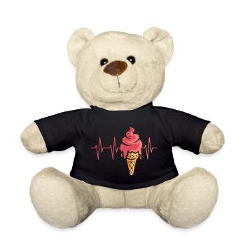 Eiscreme Herzschlag Cartoon Design - Teddy Bear - black - Front